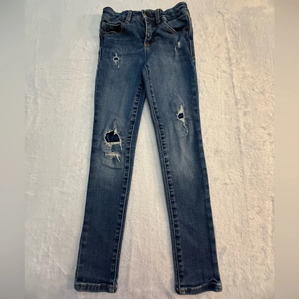 GAP Little Girls Distressed Skinny Jeans with adjustable waist bands Size 6 Slim